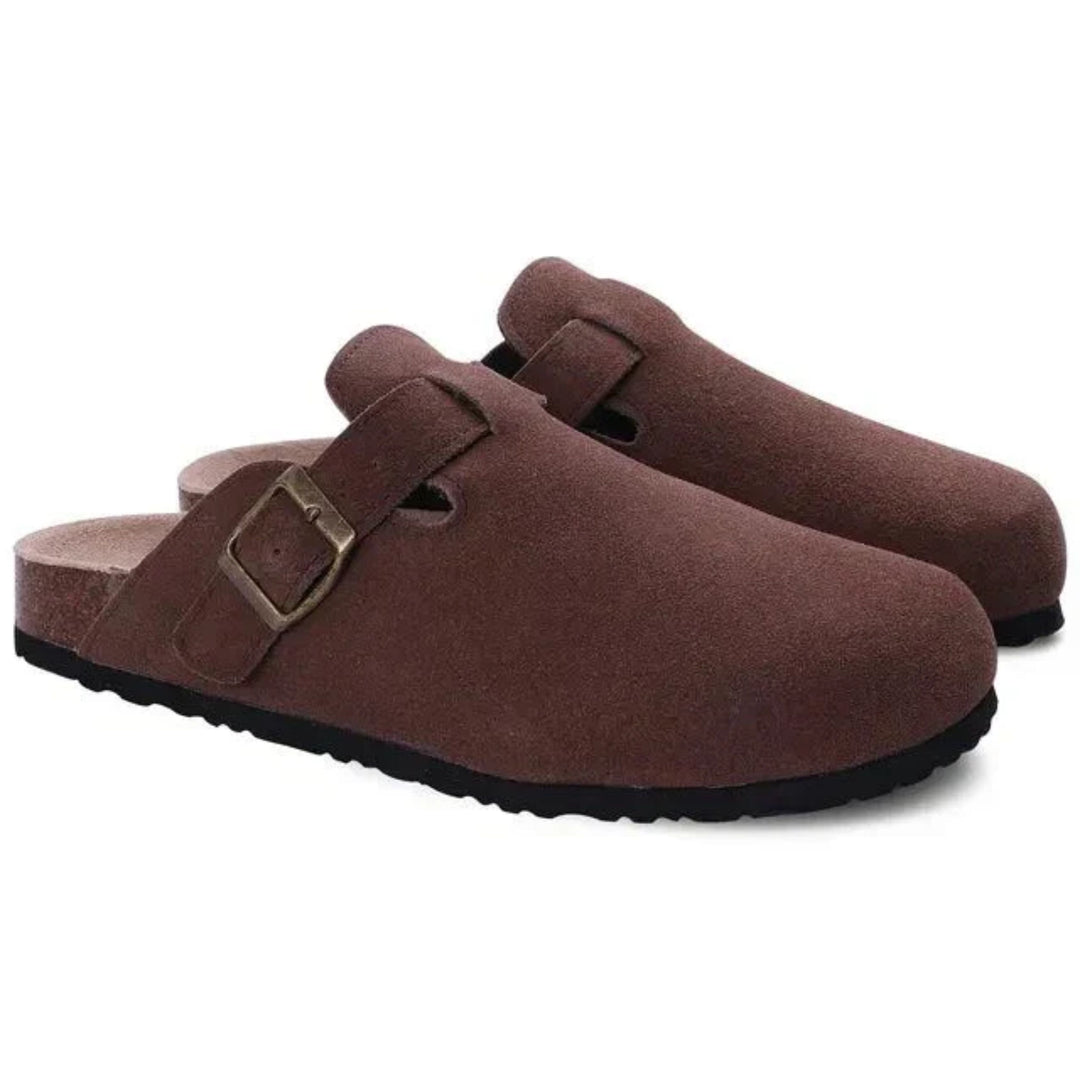 Wildleder Clogs Herren | Orthopädisches Fußbett & Verstellbare Schnalle