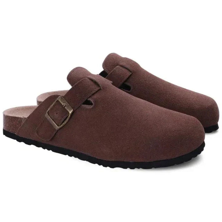 Wildleder Clogs Herren | Orthopädisches Fußbett & Verstellbare Schnalle