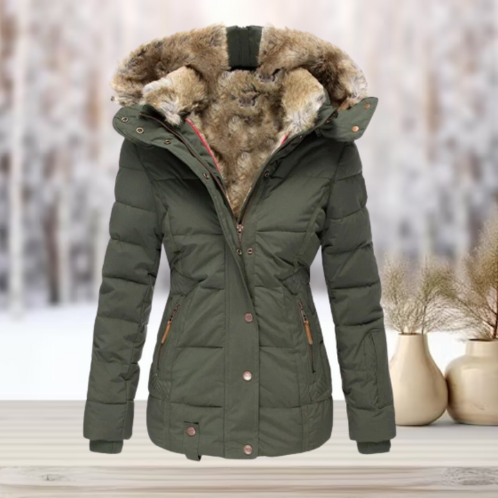Winterjacke Damen | Steppjacke Damen | Abnehmbare Kapuze & taillierter Schnitt gegen Kälte
