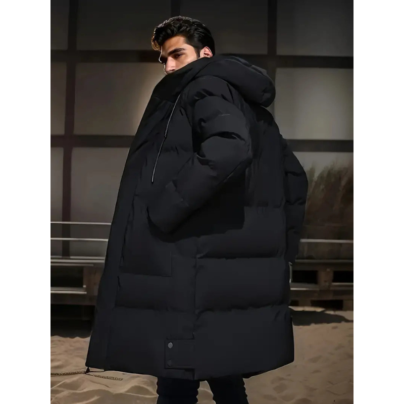 Winterjacke Herren | Lang Winterjacken für Herren | Langer Schnitt & Kapuze für Kälteschutz