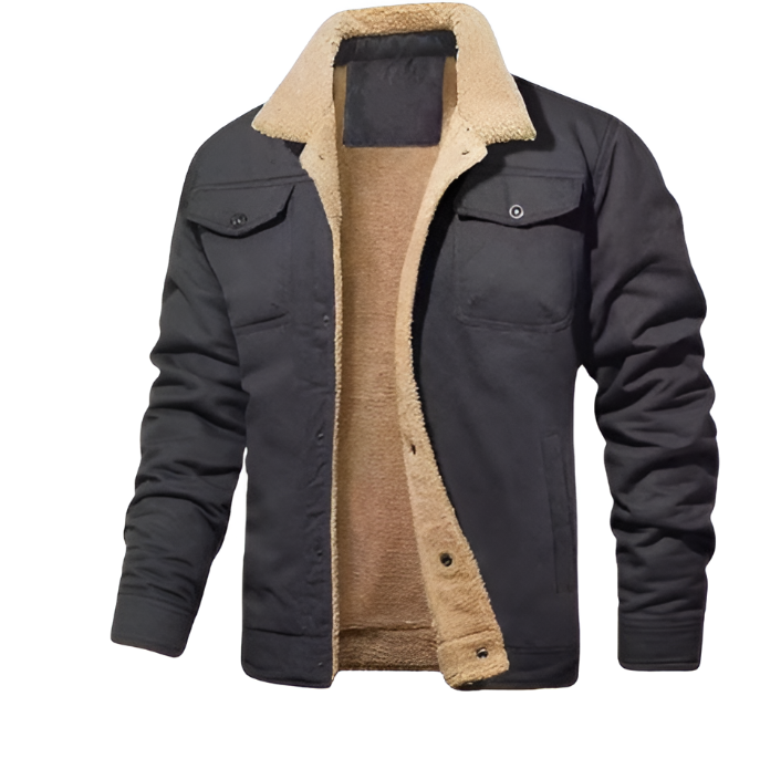 Winterjacke Herren | Übergangsjacke Herren | Teddykragen & strukturierte Fronttaschen