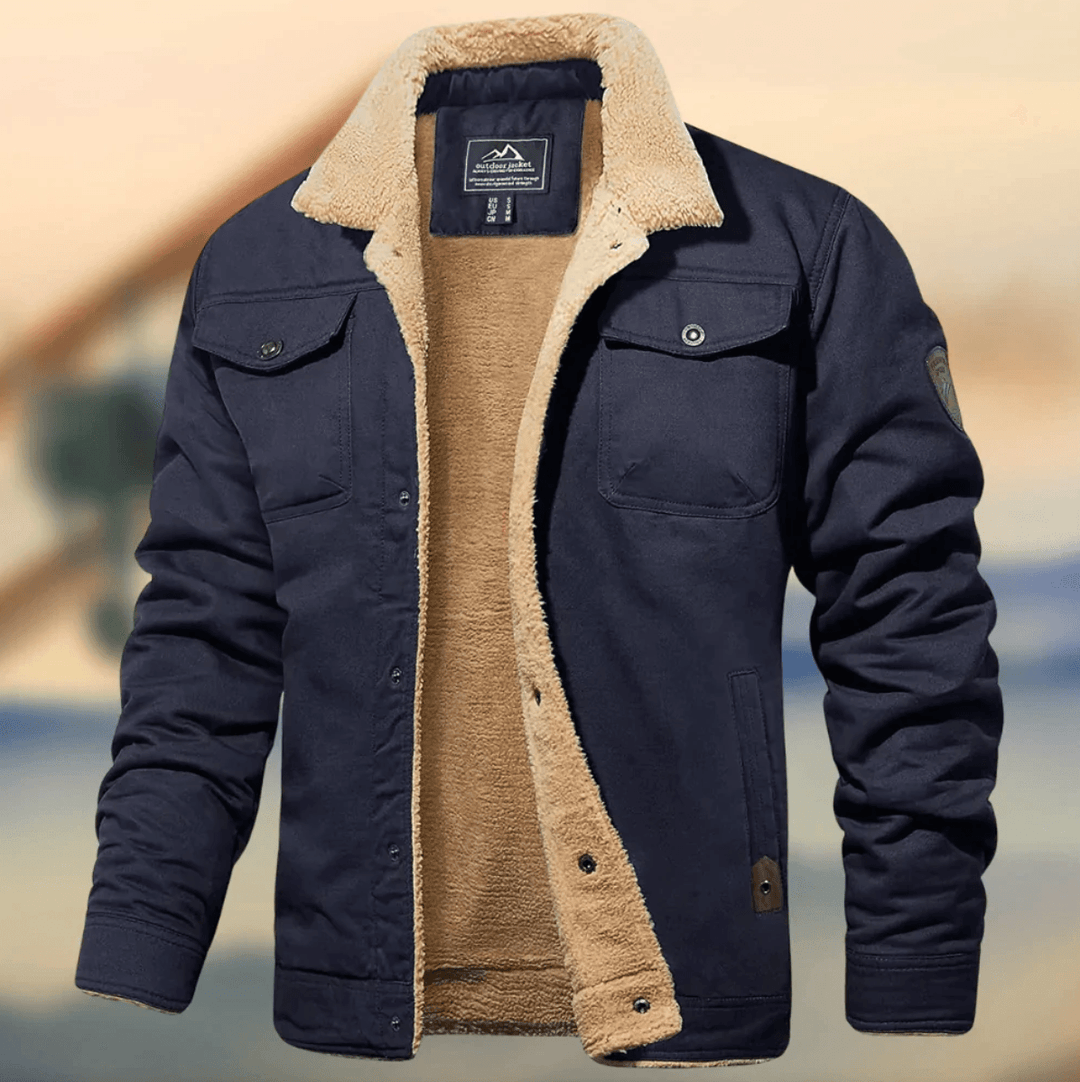 Winterjacke Herren | Übergangsjacke Herren | Teddykragen & strukturierte Fronttaschen
