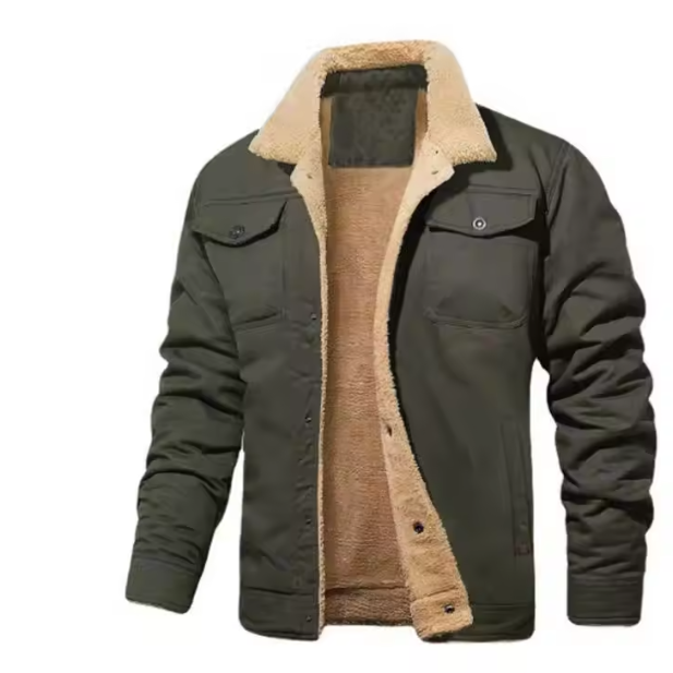 Winterjacke Herren | Übergangsjacke Herren | Teddykragen & strukturierte Fronttaschen