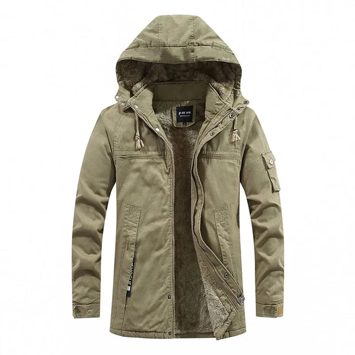 Winterjacke Mantel Herren | Verdeckter Zip & Kapuze gegen Kälte