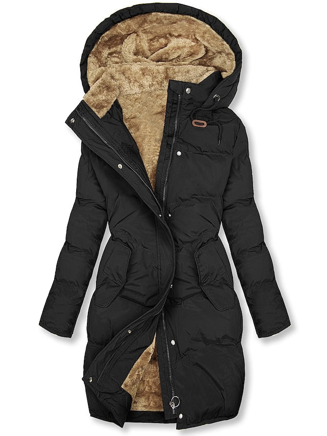 Wintermantel Damen | Langer Parka mit Kapuze | Warm & Winddicht für kalte Tage