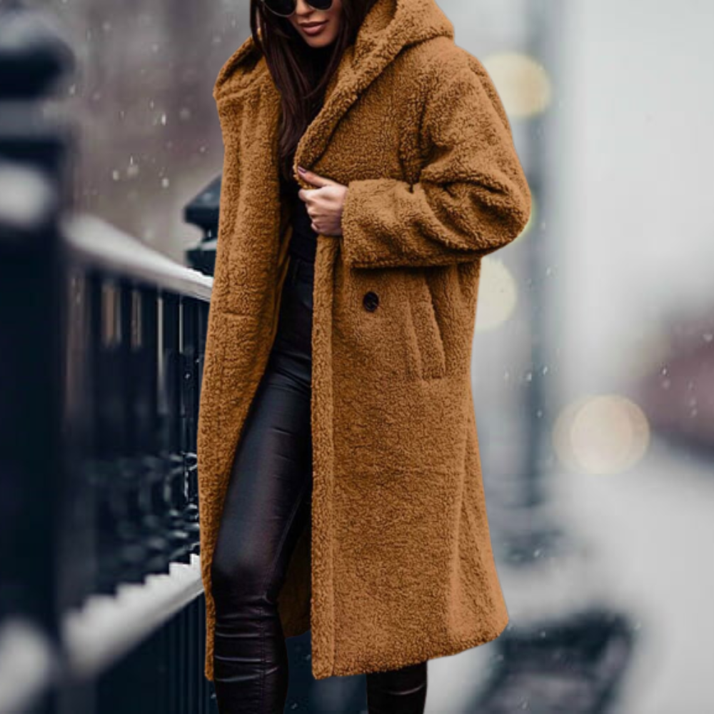 Wintermantel Damen | Teddy Mantel Damen | Kapuze für Windschutz & Wärmegefühl