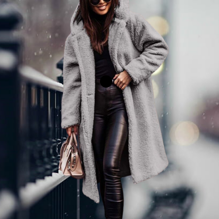 Wintermantel Damen | Teddy Mantel Damen | Kapuze für Windschutz & Wärmegefühl
