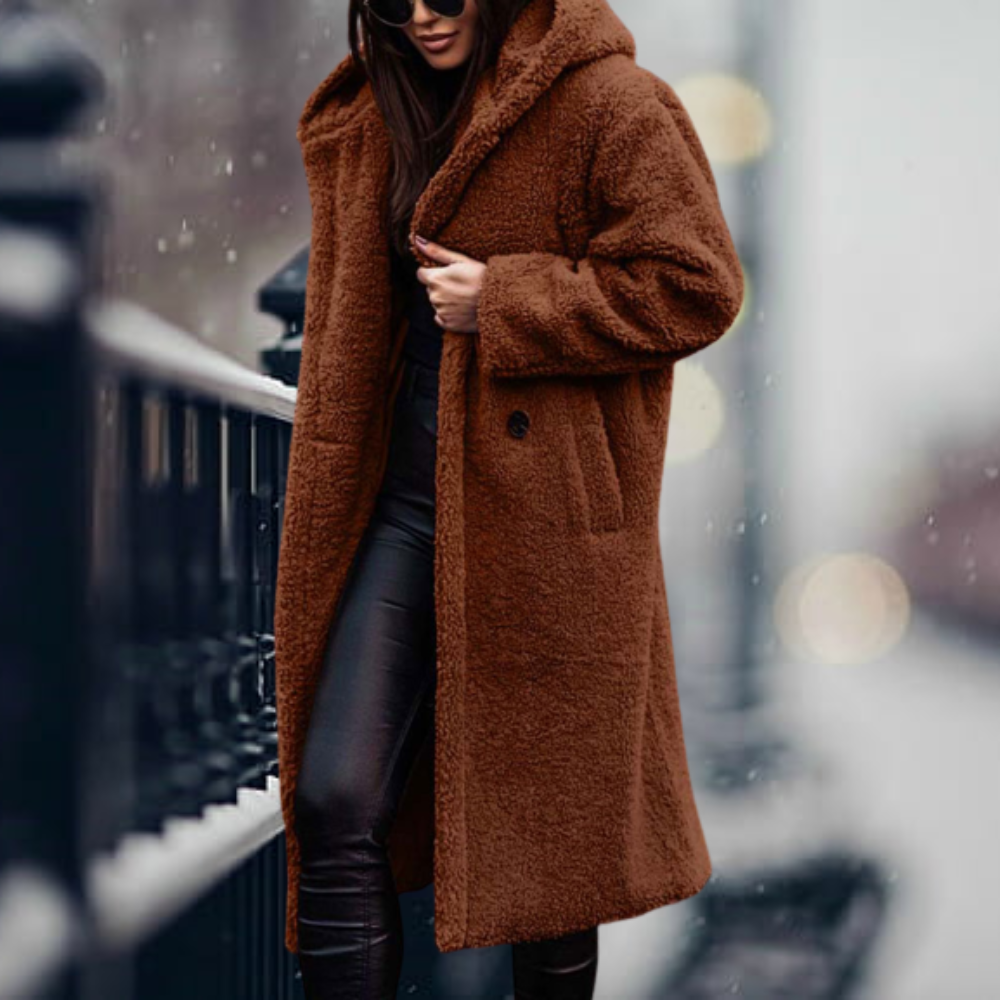 Wintermantel Damen | Teddy Mantel Damen | Kapuze für Windschutz & Wärmegefühl