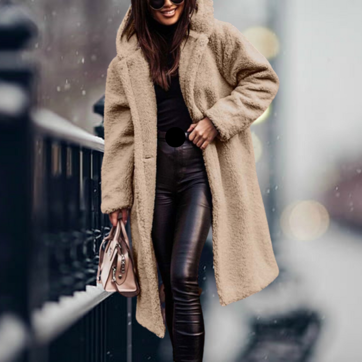 Wintermantel Damen | Teddy Mantel Damen | Kapuze für Windschutz & Wärmegefühl