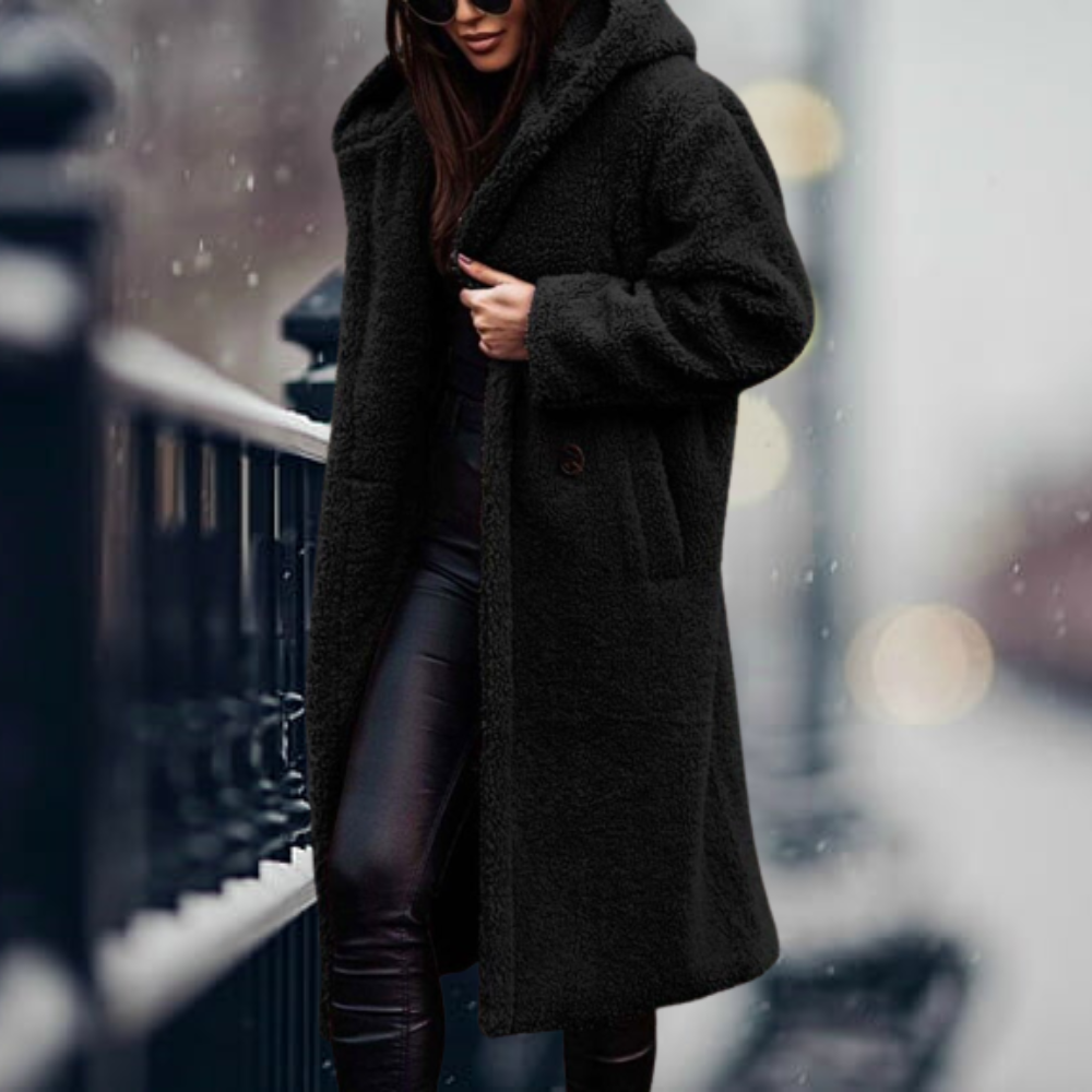 Wintermantel Damen | Teddy Mantel Damen | Kapuze für Windschutz & Wärmegefühl