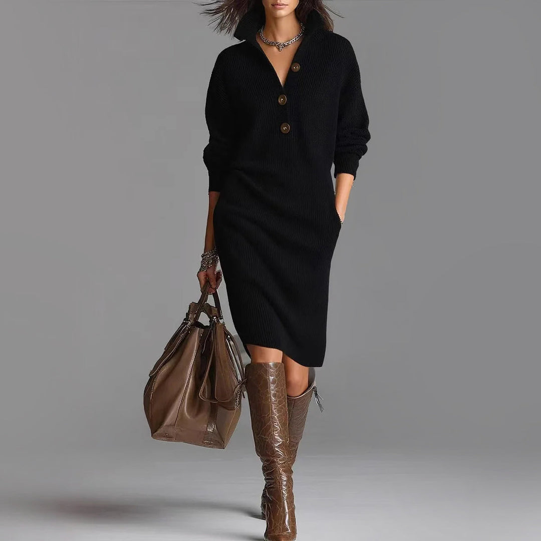 Damen-Midi-Kleid aus Rippstrick | Figurbetont