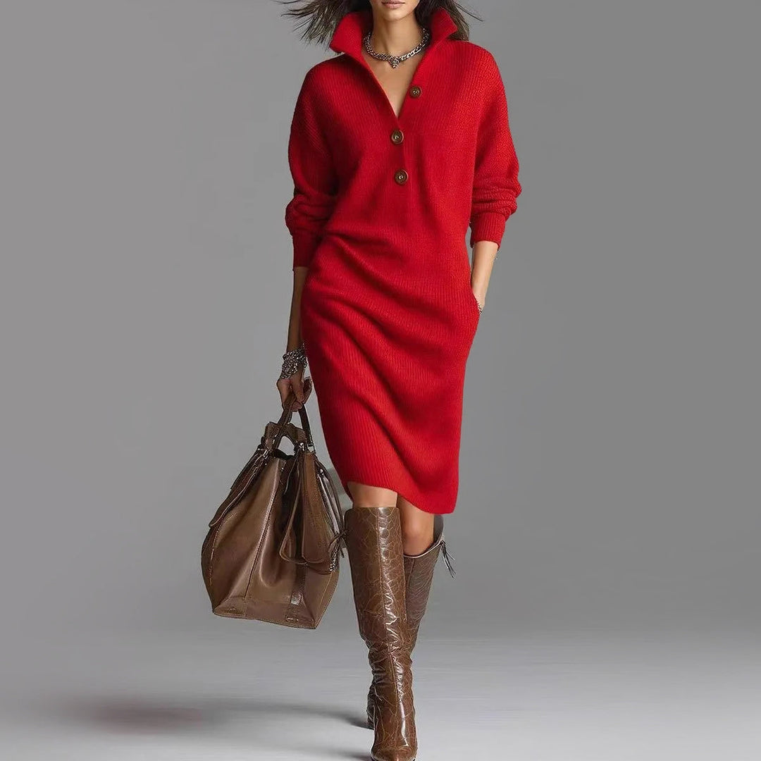 Damen-Midi-Kleid aus Rippstrick | Figurbetont