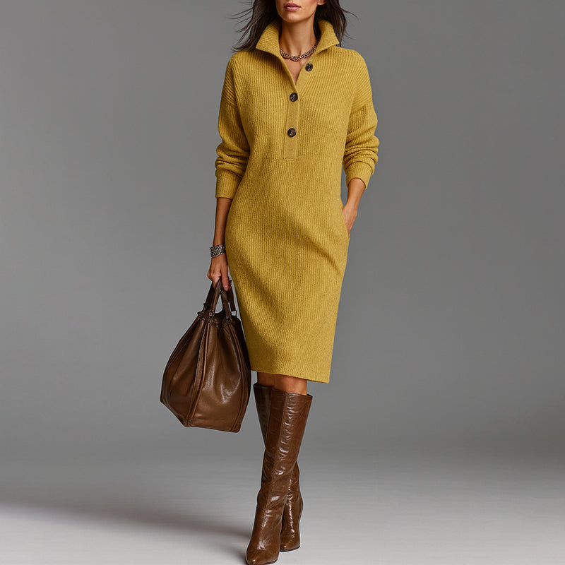 Damen-Midi-Kleid aus Rippstrick | Figurbetont