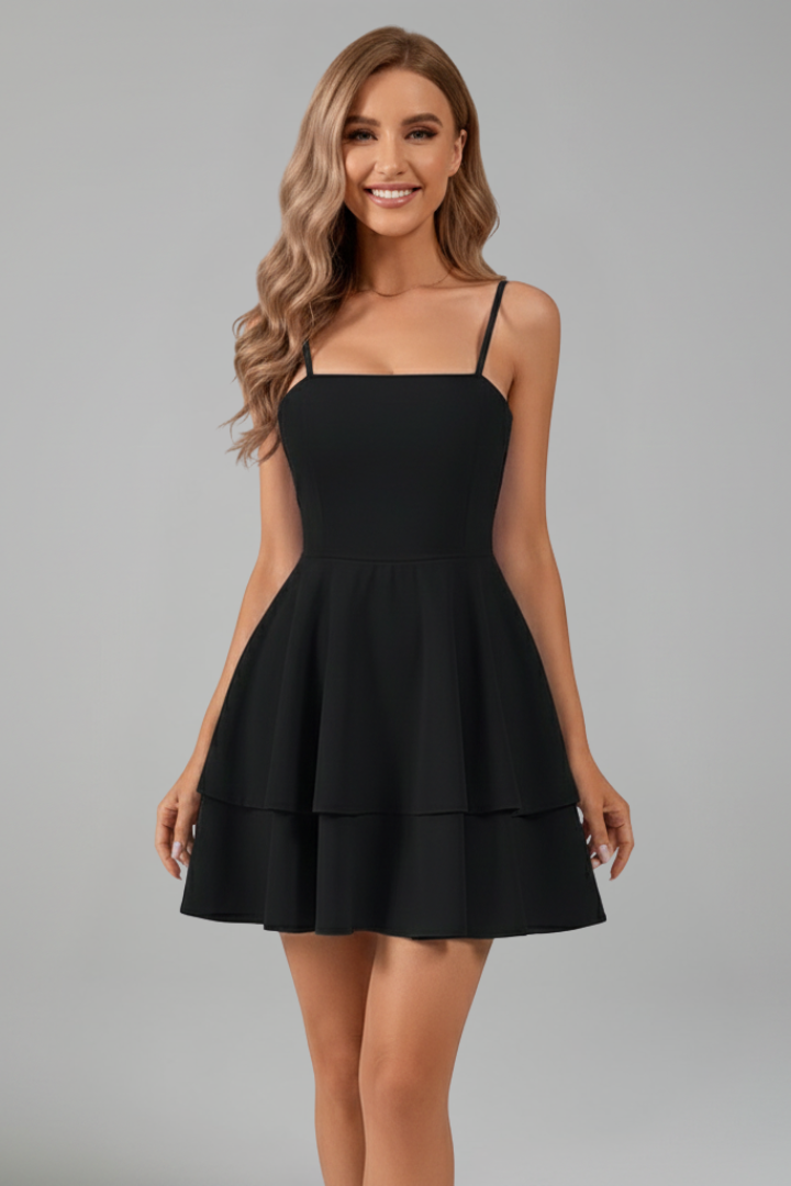 Elfriede | Damen Minikleid mit Spaghettiträgern und ausgestelltem Rock