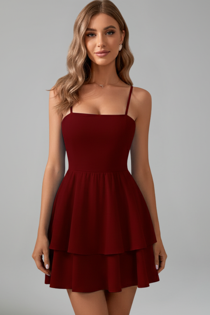 Elfriede | Damen Minikleid mit Spaghettiträgern und ausgestelltem Rock