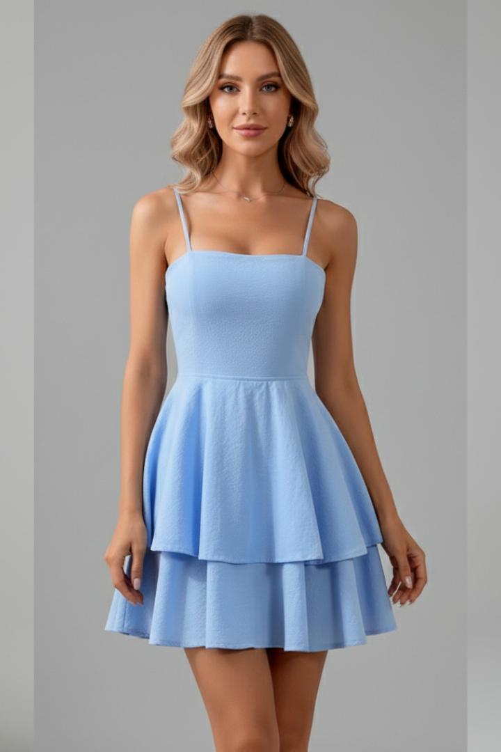 Elfriede | Damen Minikleid mit Spaghettiträgern und ausgestelltem Rock