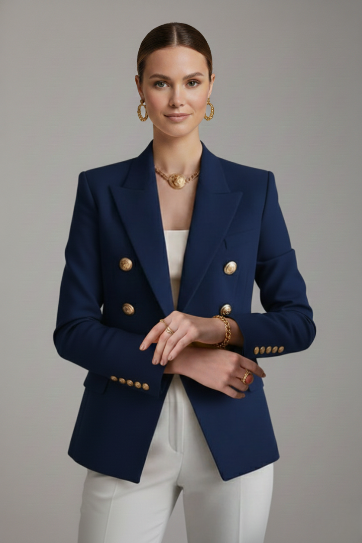 Julia | Damen Zweireihiger Blazer mit goldenen Knöpfen