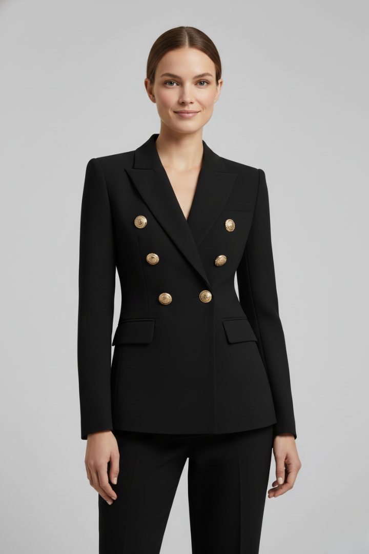 Julia | Damen Zweireihiger Blazer mit goldenen Knöpfen