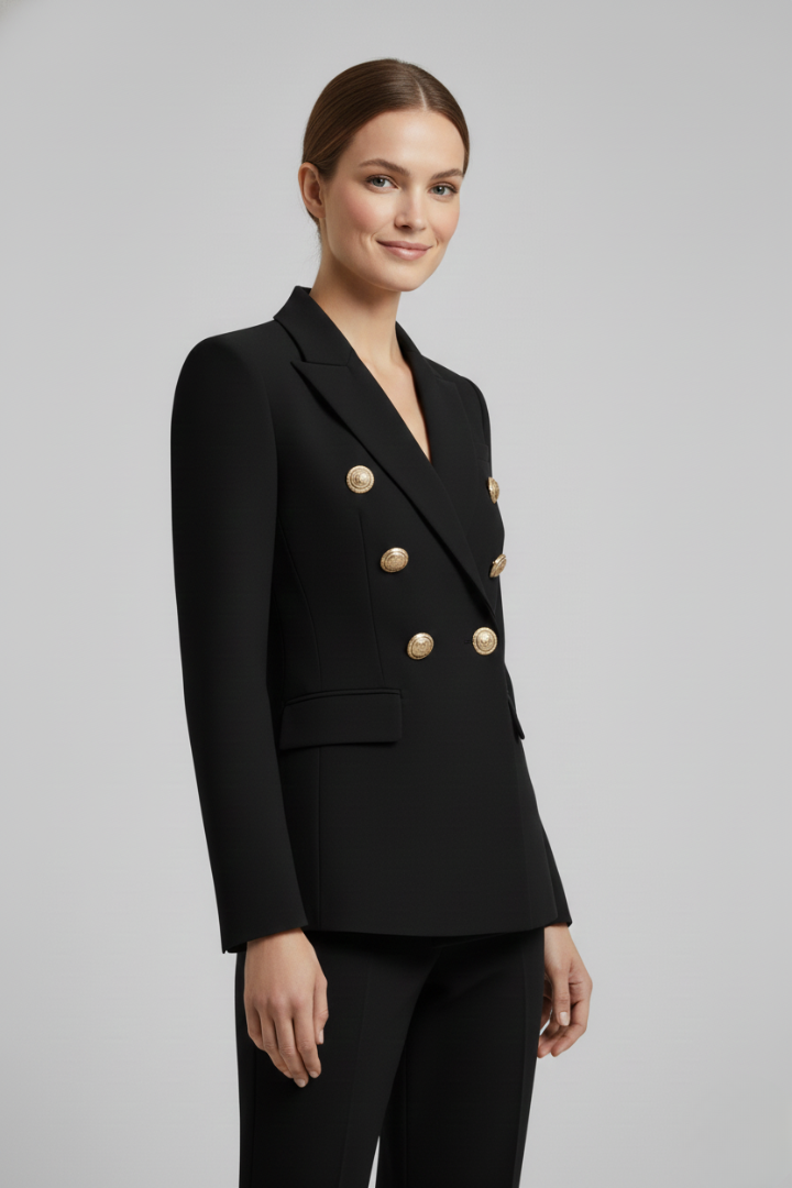 Julia | Damen Zweireihiger Blazer mit goldenen Knöpfen