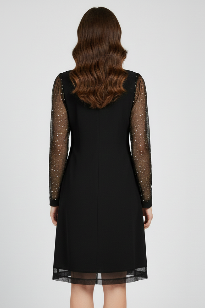 Emilia | Damen V-Ausschnitt Cocktailkleid mit Paillettenärmeln
