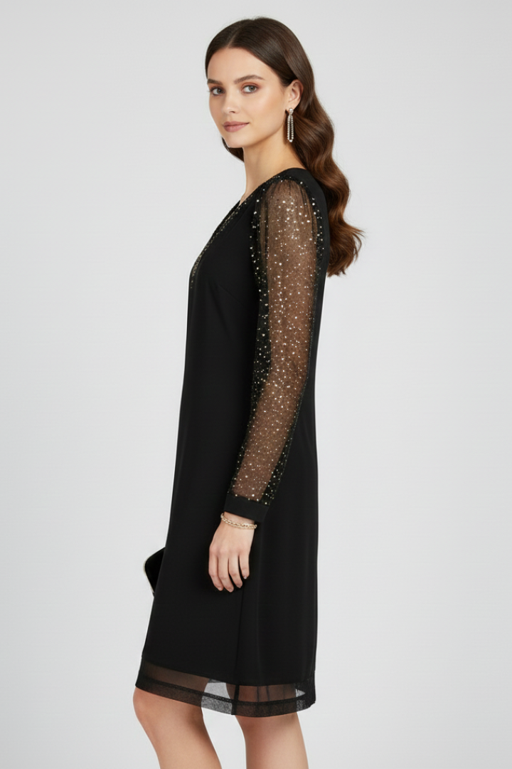 Emilia | Damen V-Ausschnitt Cocktailkleid mit Paillettenärmeln