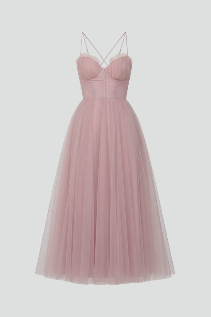 Anna | Damenkleid mit trägerlosem Oberteil und Tüllrock
