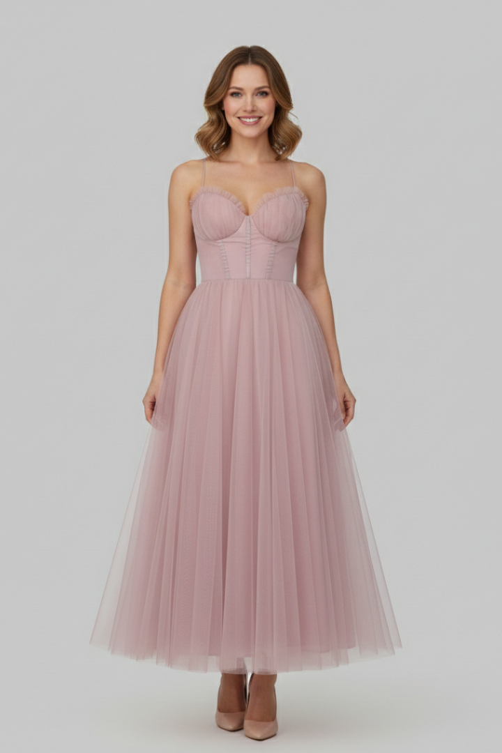 Anna | Damenkleid mit trägerlosem Oberteil und Tüllrock