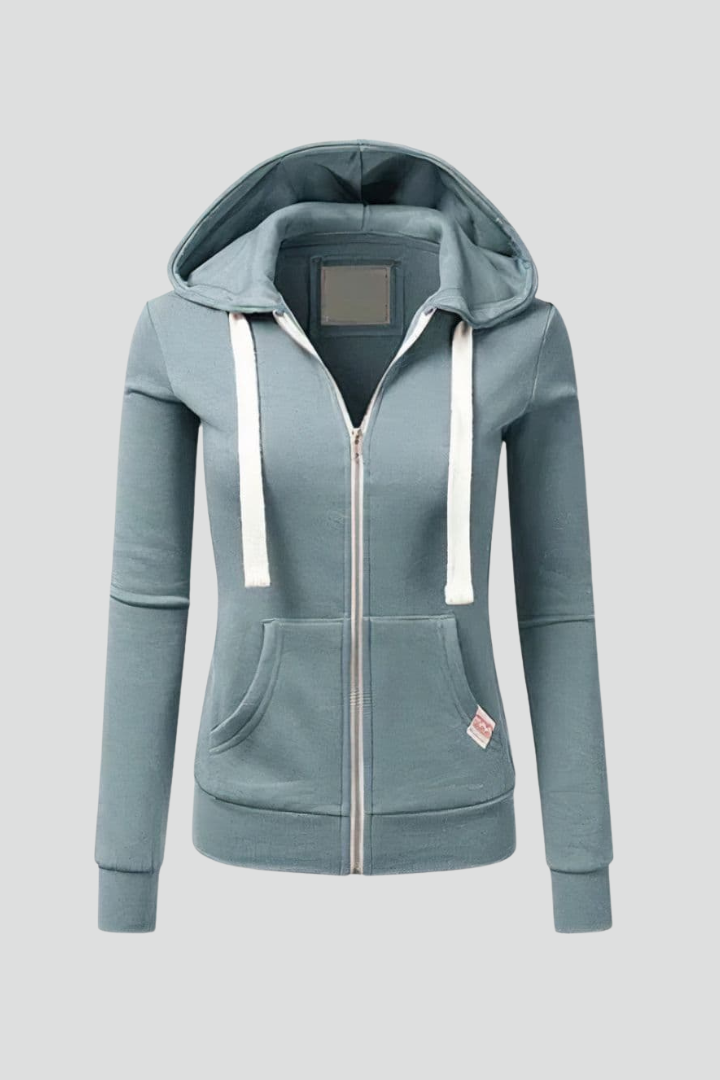 Eva | Damen Hoodie mit Frontreißverschluss und Kängurutaschen