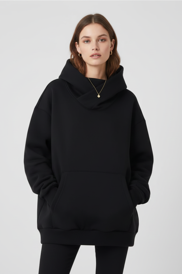 Emma | Damen Hoodie mit Hohem Kragen und Weiter Kapuze