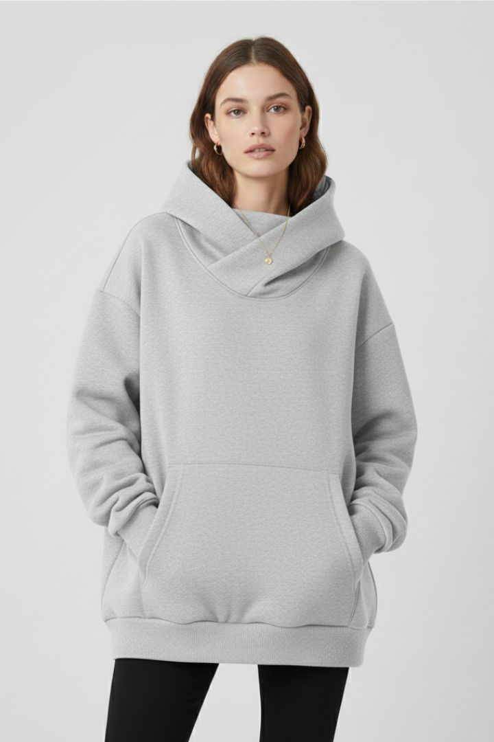Emma | Damen Hoodie mit Hohem Kragen und Weiter Kapuze