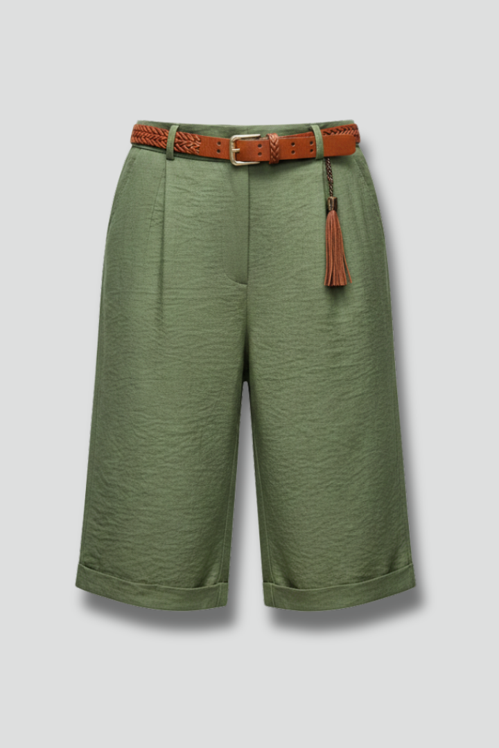 Franziska | Damen-Shorts mit hoher Taille, maßgeschneidertem Casual-Stil und umgeschlagenem Saum
