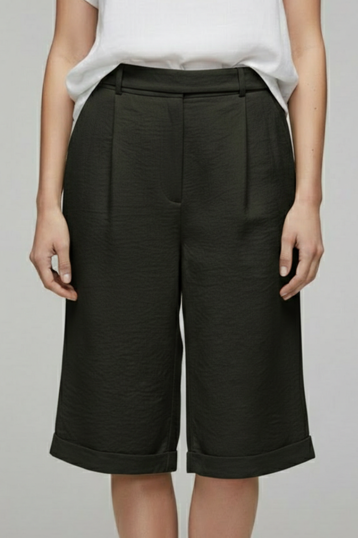 Franziska | Damen-Shorts mit hoher Taille, maßgeschneidertem Casual-Stil und umgeschlagenem Saum