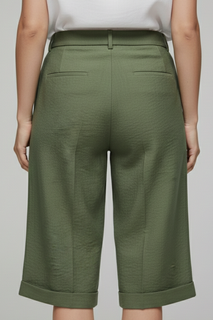 Franziska | Damen-Shorts mit hoher Taille, maßgeschneidertem Casual-Stil und umgeschlagenem Saum