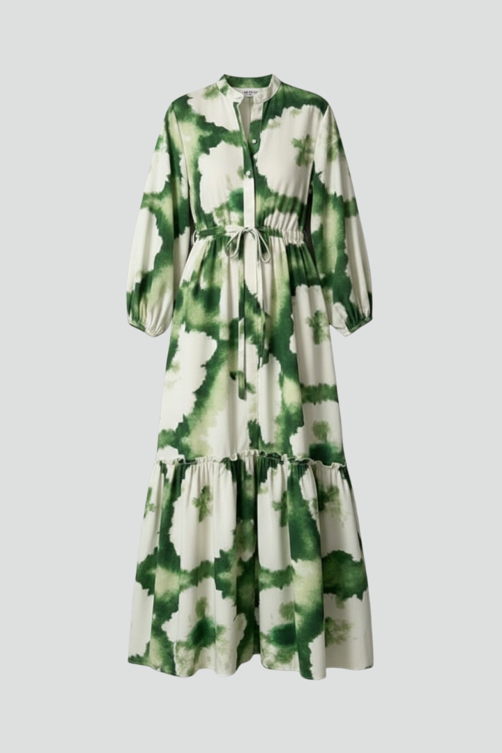 Jessica | Damen Maxikleid mit V-Ausschnitt und langen Ärmeln