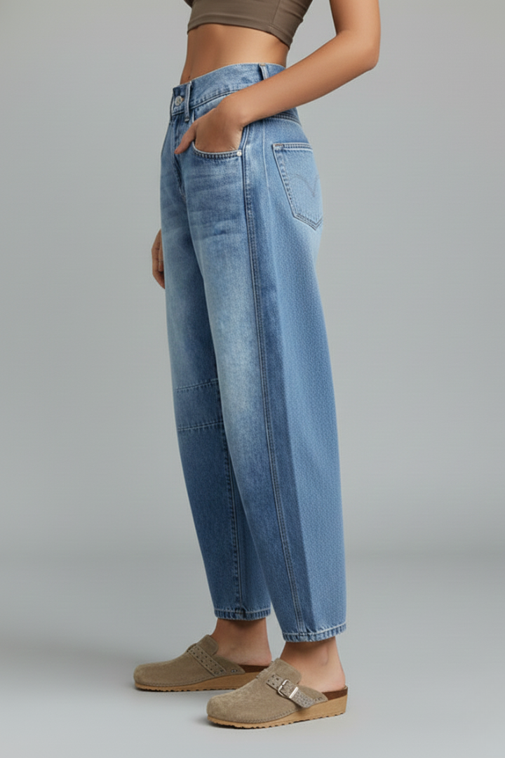 Carolin | Damen Casual Mid-Waist Denim Jeans mit Frontverschluss