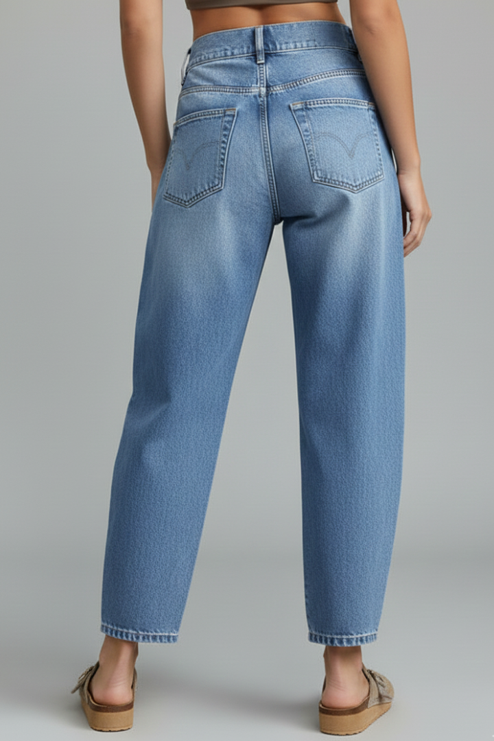 Carolin | Damen Casual Mid-Waist Denim Jeans mit Frontverschluss