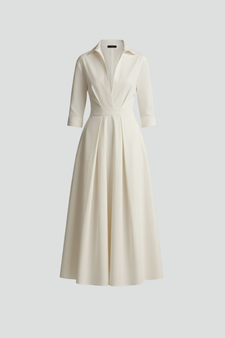 Lara | Damen Midikleid mit Knopfleiste vorne und Taillendetail