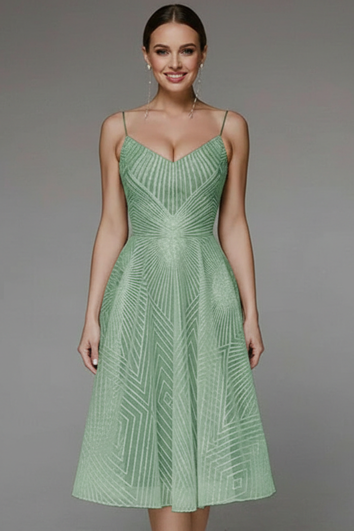 Katharina | Damen Spaghettiträger A-Linien Rock Midikleid