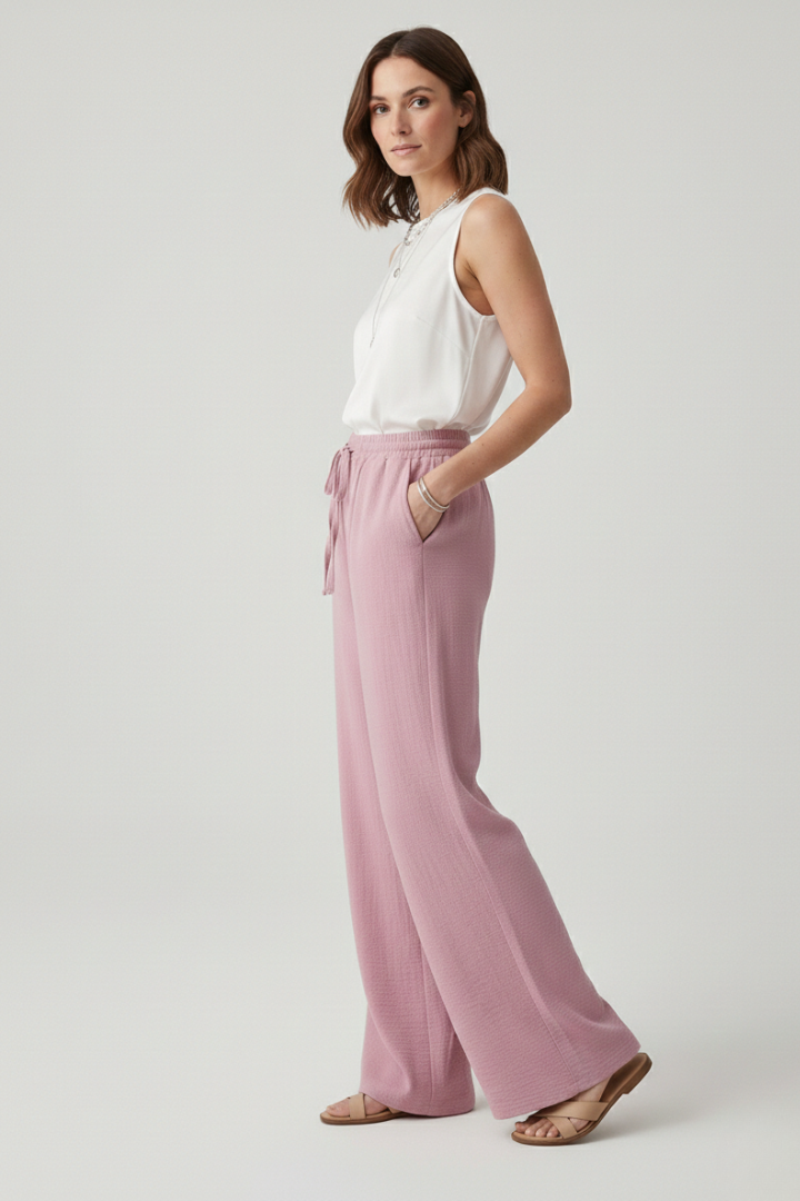 Bettina | Damen Freizeit-Palazzohose mit Kordelzugbund und Seitentaschen