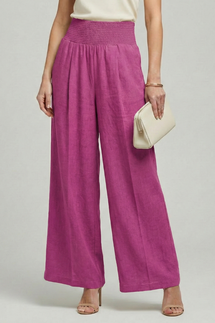 Carolin | Damen Palazzohose mit Hoher Taille und Falten