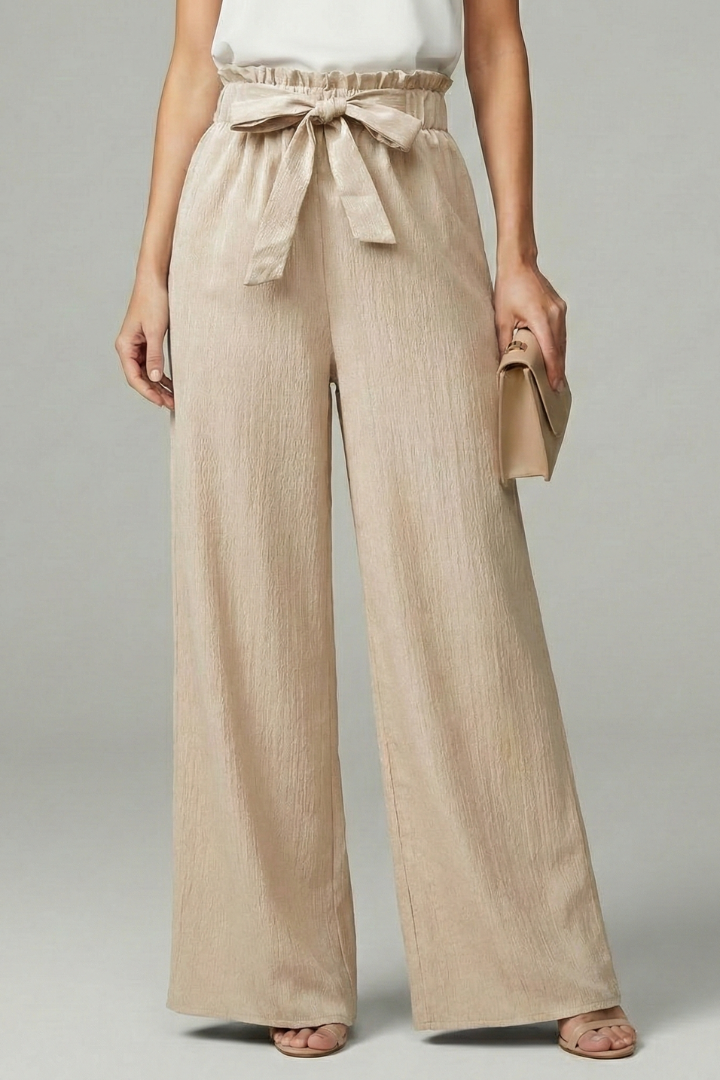 Doris | Damen Palazzohose mit Bindegürtel und Weiten Beinen