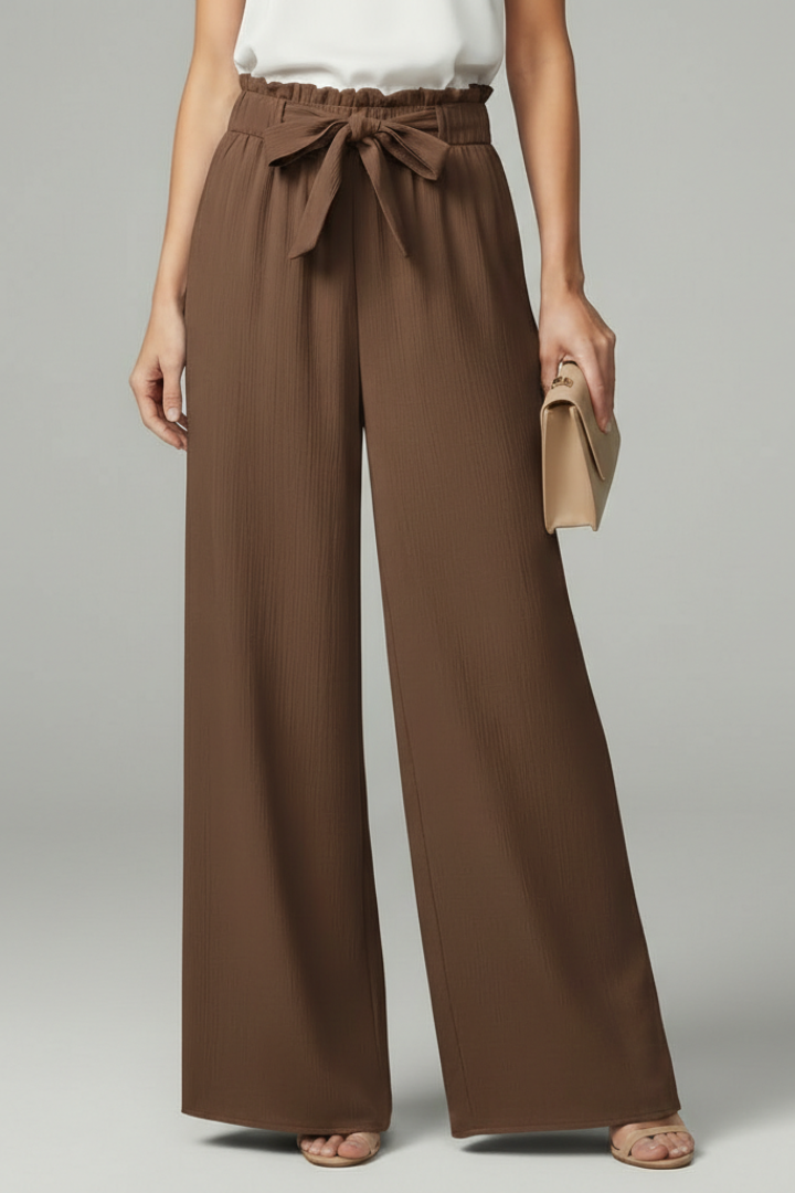 Doris | Damen Palazzohose mit Bindegürtel und Weiten Beinen