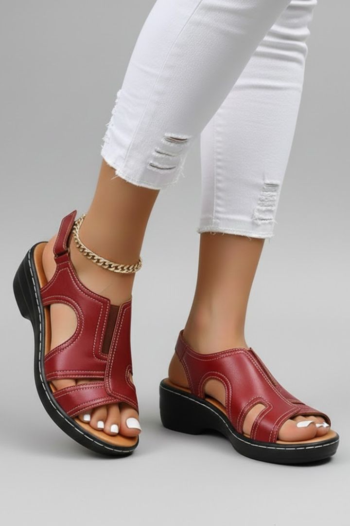 Hanna | Damen Plateausandalen mit offener Spitze und Cut-Outs