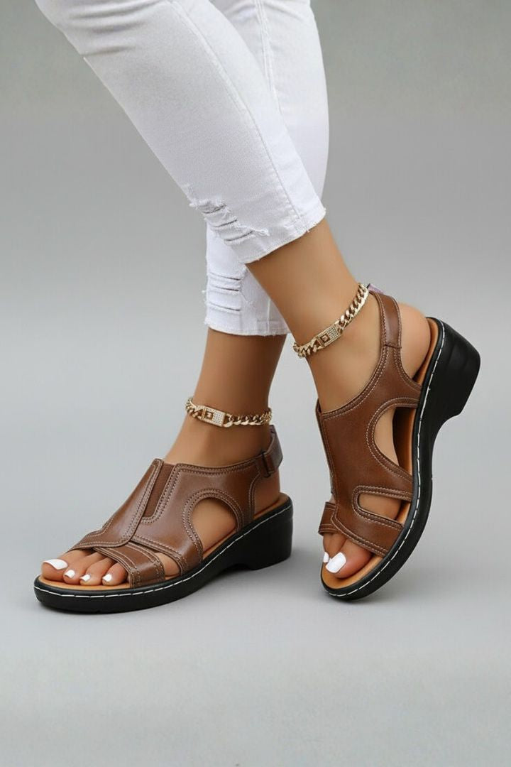 Hanna | Damen Plateausandalen mit offener Spitze und Cut-Outs