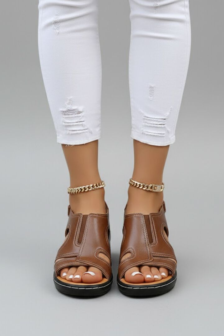 Hanna | Damen Plateausandalen mit offener Spitze und Cut-Outs
