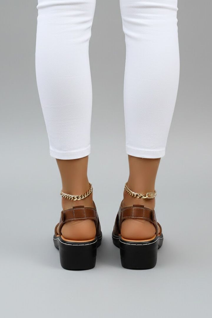 Hanna | Damen Plateausandalen mit offener Spitze und Cut-Outs