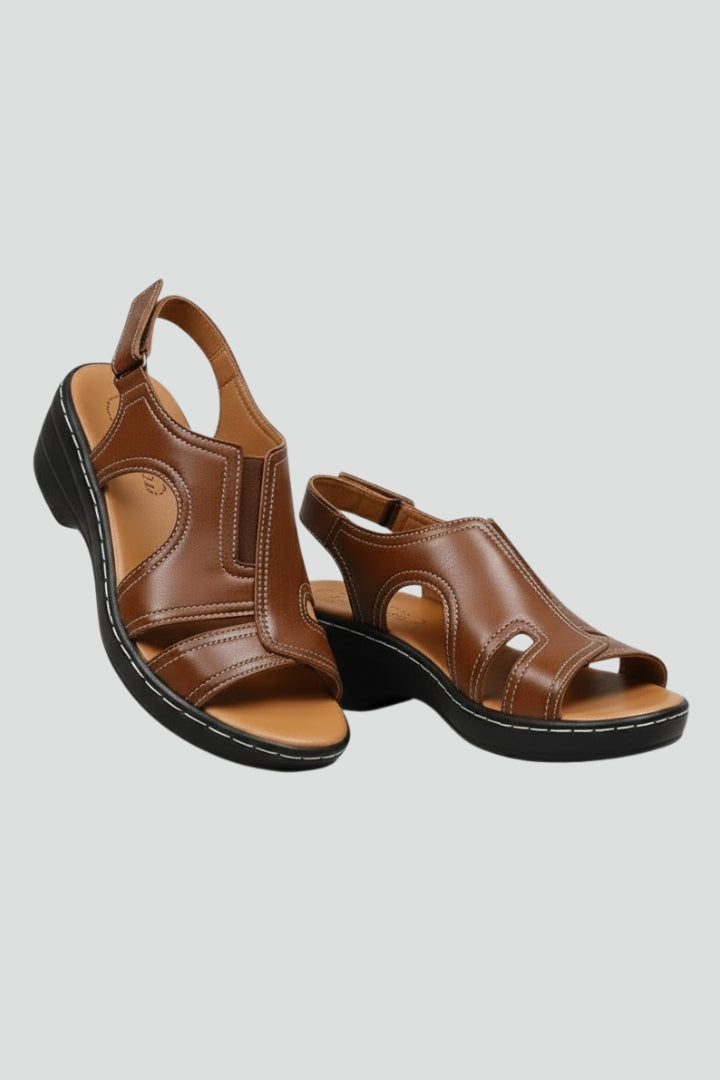 Hanna | Damen Plateausandalen mit offener Spitze und Cut-Outs