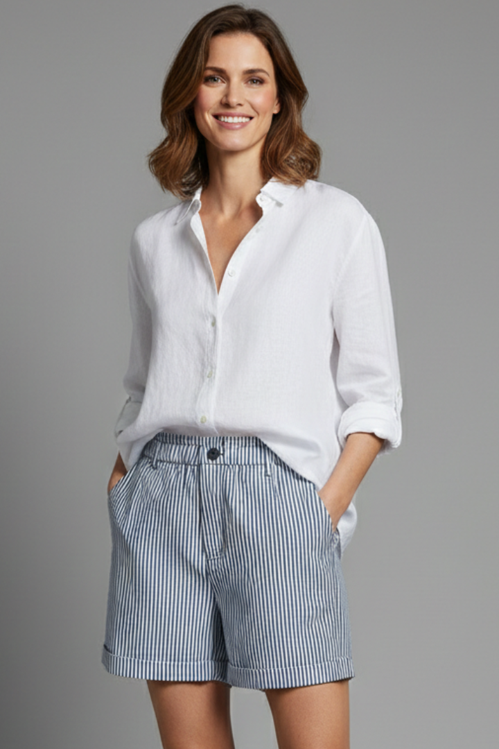 Jana | Damen-Shorts mit hoher Taille, Streifen und maßgeschneidertem Schnitt