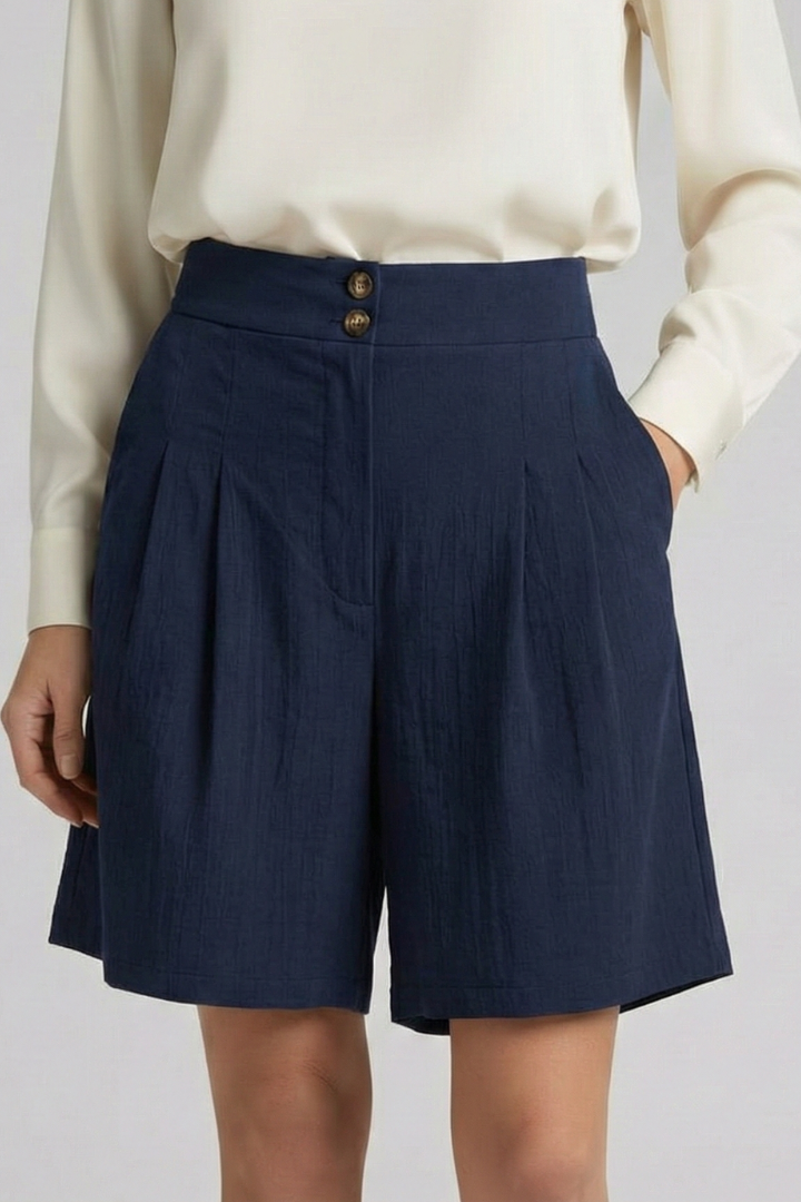 Isabella | Damen-Shorts mit hoher Taille, Falten und maßgeschneidertem Schnitt