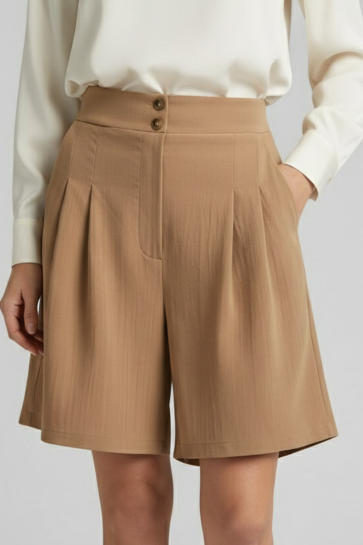 Isabella | Damen-Shorts mit hoher Taille, Falten und maßgeschneidertem Schnitt